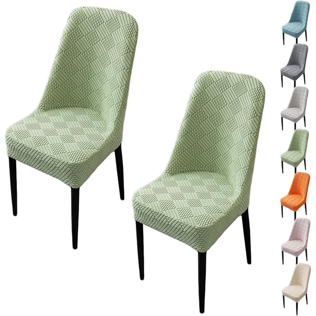 Chair Slipcover Curved Back Chair Slipcover Modern Chair Cover Thickened Stretch Seat Chair Protector for Dining Room,Green 2pcs