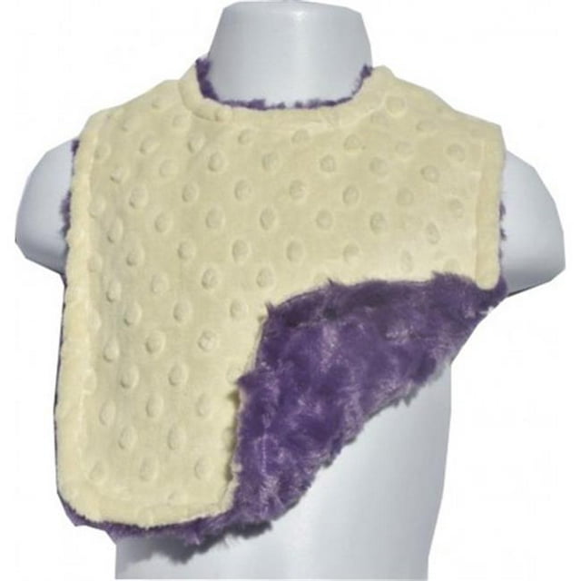 Bavoir Minky Réversible et Ajustable - Point Jaune avec Tourbillon de Rosebud Violet