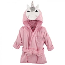 Hudson Baby Infant Girl Cotton Animal Face Bathrobe, Unicorn, 0-9 Months