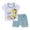 Light Blue, variant on WOYY Infant Boys Summer Clothes Set Cartoon Short Sleeve T-Shirt Shorts Set 2pcs Daily Outfit Set
