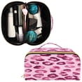 thumbnail image 4 of Iauyy Rhombus Cosmetic Bag with Handle Large Capacity Luxury Twill Travel Makeup Bag ,Artistic Illustration Of Leopard Pattern, 4 of 8