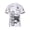 White, variant on TiaoBug Mens Print Contrast Color Chef Shirt Kitchen Costume Round Neck Short Sleeve T-shirt Chef Uniform White&Black XL