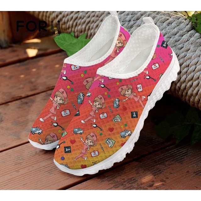 FORUDESIGNS Chaussures Plates pour Femmes Espadrilles Décontractées Été Maille Aérée Style Dégradé Infirmière Mocassins Femme