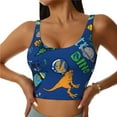 thumbnail image 2 of Haiem Dinosaur In Space Pattern Womens Sports Bra - U Neck Padded Low Impact Yoga Bra Workout Crop Top Gym Moisture-Wicking Workout Vest -Medium, 2 of 9