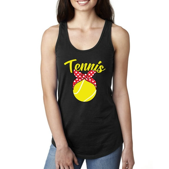Wild Bobby, Tennis Mom Cute Bow Ribbon Tennis Ball, Mother's Day, Women Racerback Tank Top, Black, Small