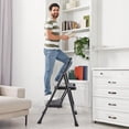 thumbnail image 6 of 2 Step Ladder, Folding Step Stool with Wide Anti-Slip Pedal, 800lbs Sturdy Portable Ladder, Cushioned Handle, Lightweight Step Stool for Home Kitchen and Outdoor, 6 of 7