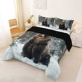 thumbnail image 2 of Castle Fairy Snow Wildlife Bear King Size Comforter Sets 3pcs,Frost Pine Forest Comforters King Size,Brown White Gray,Black Reversible,1 Comforter and 2 Pillowcases, 2 of 6