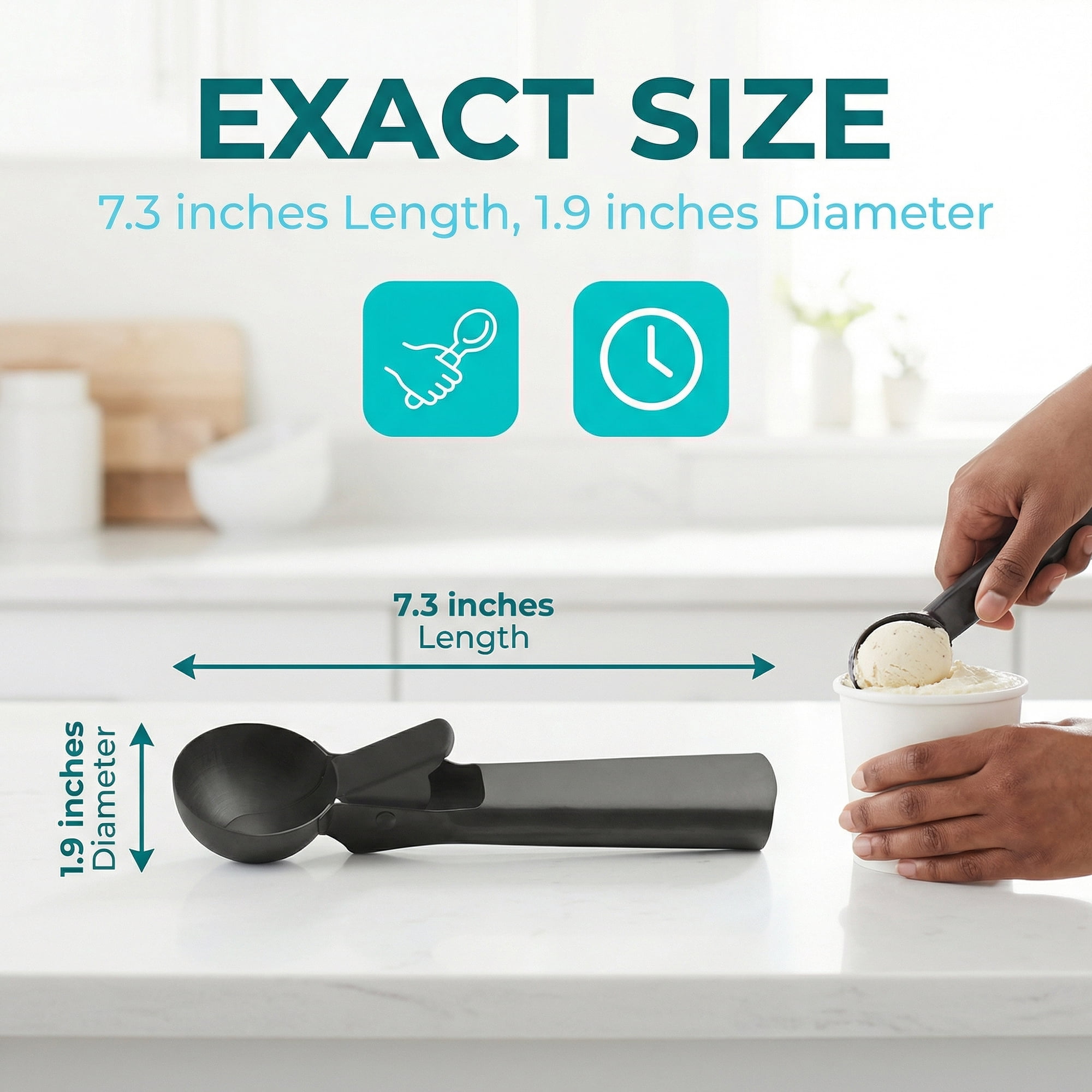 Unique Bargains Stainless Steel Pop-out Scooper with Handle Black