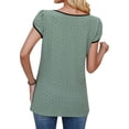 thumbnail image 5 of Hibeli Women Round Neck Petal Short Sleeve Solid Color Top, 5 of 7