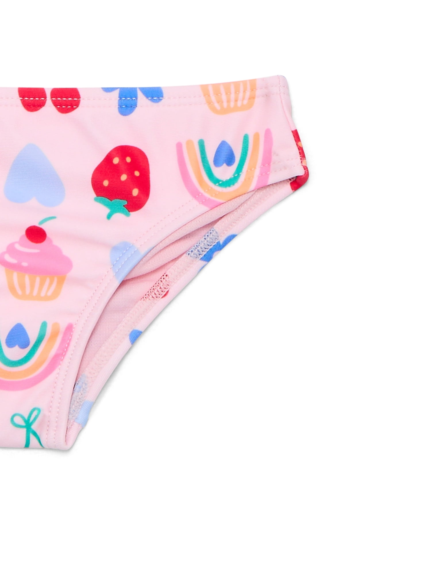 Wonder Nation Baby and Toddler Girl Ruffle Rash Guard Swim Set, 2-Piece, UPF 50+, Size 12M-5T