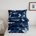thumbnail image 5 of meiyoeat Sea Animal Shark Full Size Comforter Sets For Boys,Ocean Wildlife Print Bedding Comforter Set For Kids,Navy Blue Reversible,3-Piece, 5 of 7