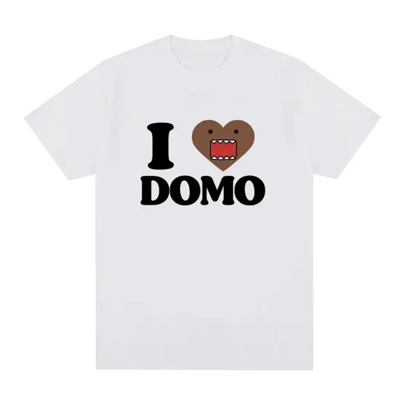 I Love Domo Kun Fun T-shirt Women's Casual Tshirt Retro Short Sleeved Oversized Tshirt Street Wear Streetwear Women T Shirts DM1285-White M