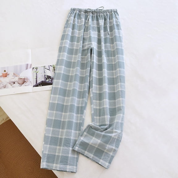 LWFFDAW Mens Plaid Pajama Pants Soft Elastic Waist Drawstring Lounge PJ Bottoms Fall Comfy Home Sleepwear Pant with Pockets