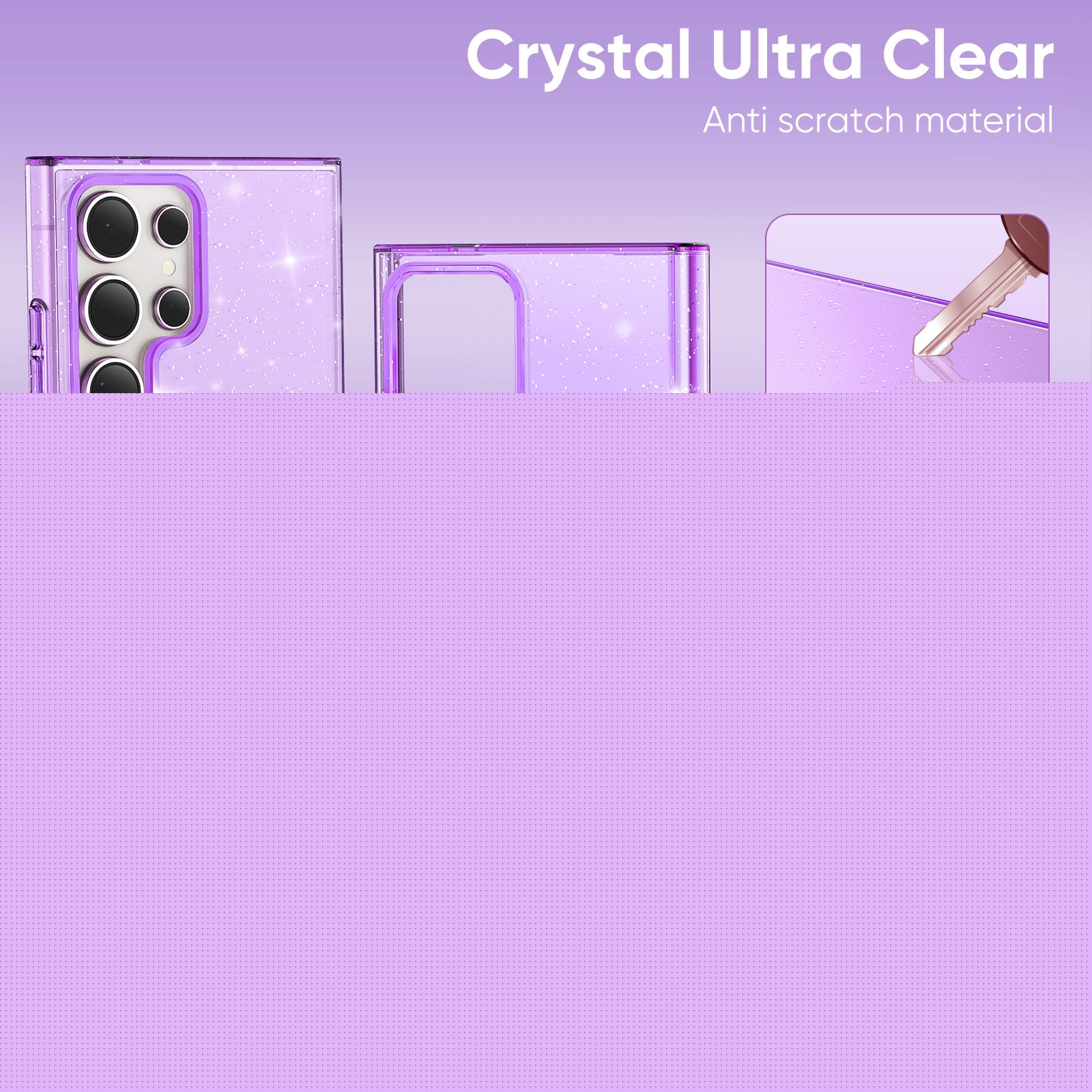 thumbnail image 3 of for Samsung Galaxy A13 5G Case Bling Sparkle Clear Military Grade Drop Protection Anti Yellowing Glitter Cell Phone Cover - Rugged Shockproof Protective Transparent Cases for Women Girls,Purple, 3 of 7