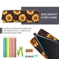 thumbnail image 5 of Fotbe Chocolate Plaid Sunflower A Pattern Leather Pencil Case, Pencil Pouch with Durable Zipper, Compact and Stylish Organizer for Stationery, Art Supplies, Travel Essentials, 5 of 7