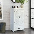 thumbnail image 5 of FFZ 27 inch Accent Tall Tower Storage Cabinet Rustic Wood Sideboard Pantry Buffet with Two Doors Drawers, White, 5 of 13