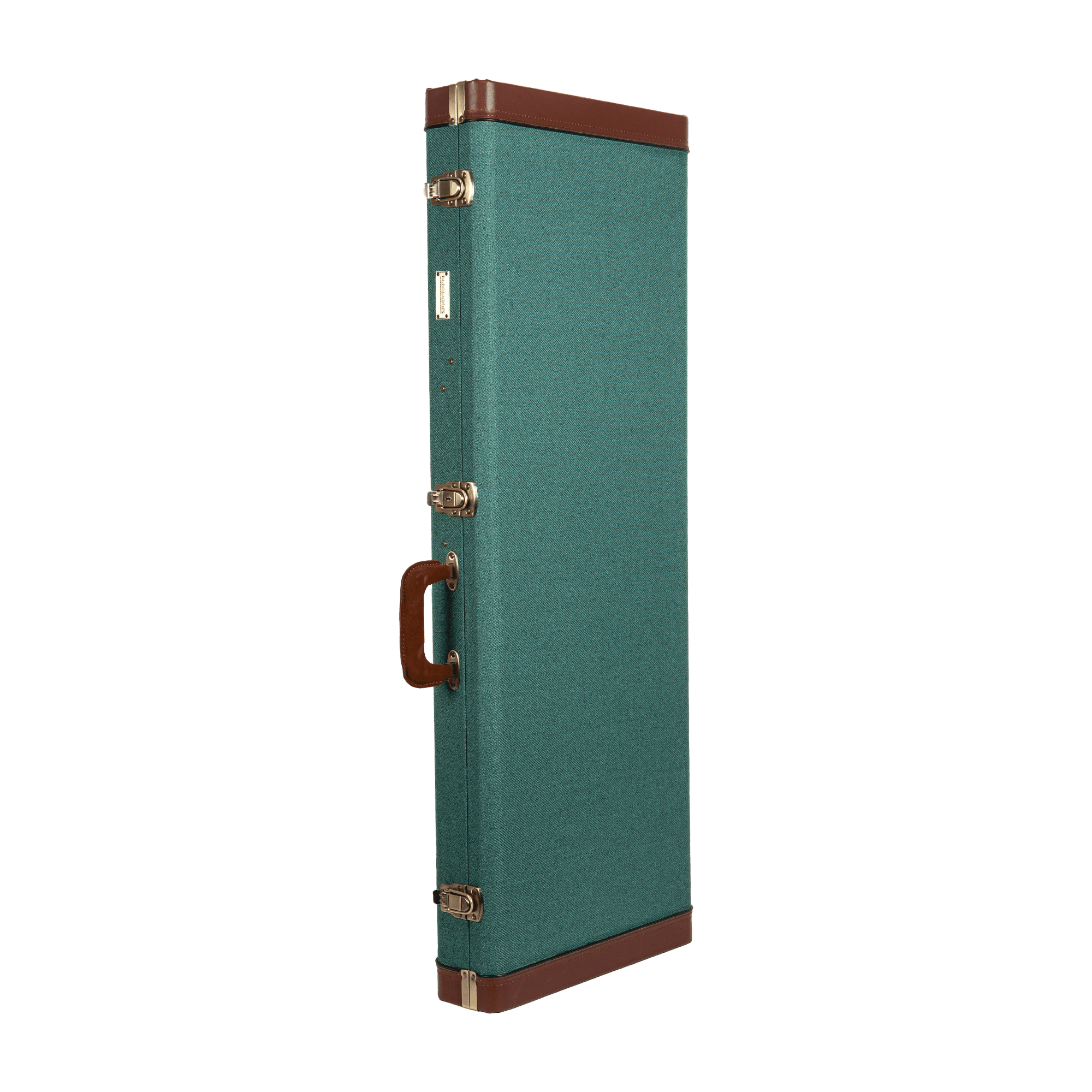 Crossrock Master Series - Wooden Jazzmaster/Jaguar Style Electric Guitar Case - Security Lock, Genuine Leather Handle, Reinforced Hardware, Metal Feet, Storage Space- Malachite Blue Tweed