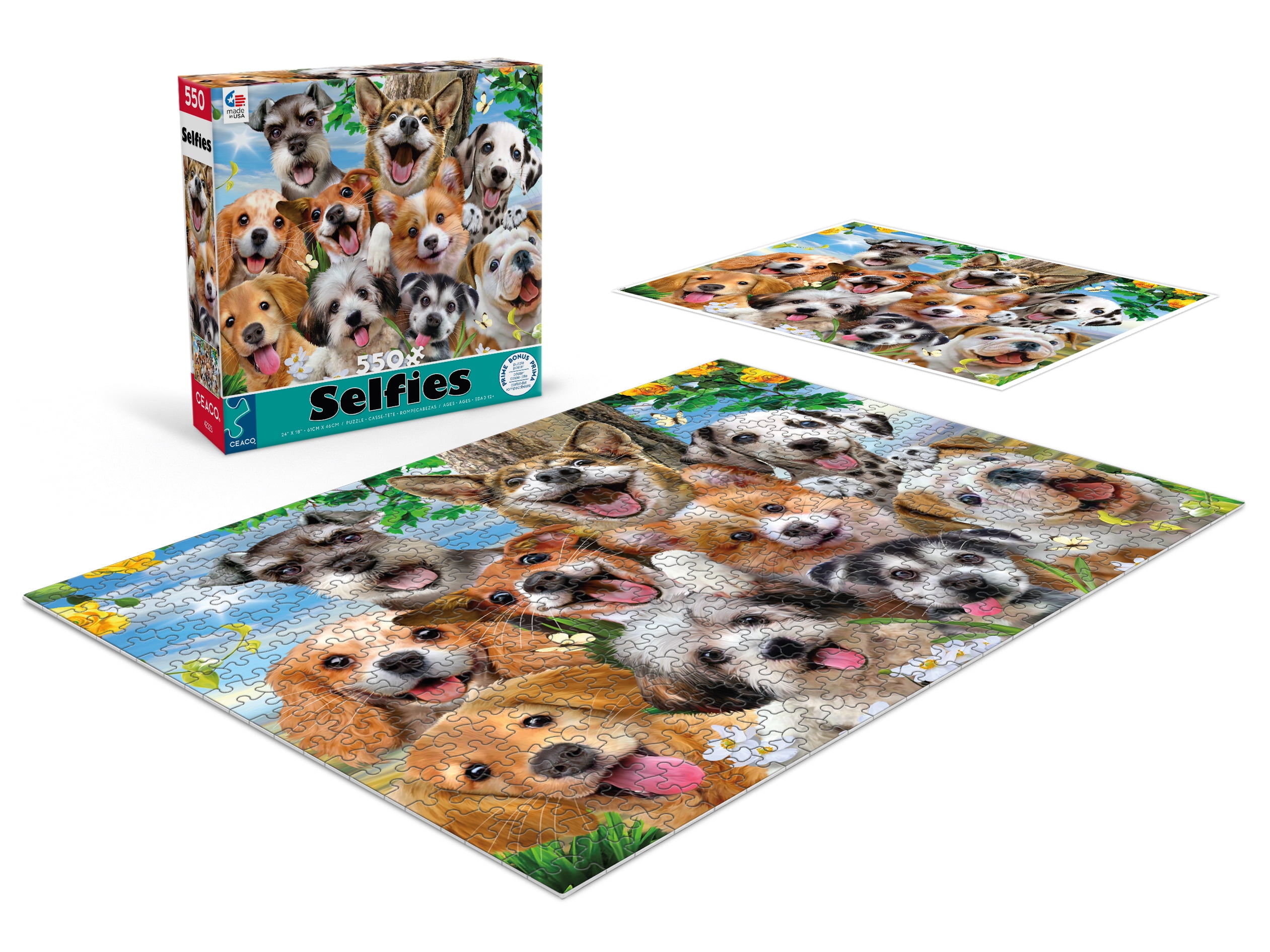 Ceaco - Selfies - Selfie Pups - 550 Piece Interlocking Jigsaw Puzzle