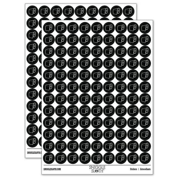 Toilet Paper Doodle 200 Round Stickers - Black - Gloss Finish - 0.50" Size