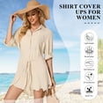 thumbnail image 4 of liyiyiyia Beach Cover Ups for Women Swimsuit Cover Up Blouse Button Down Shirt Beach Dress Summer Tops Khaki, 4 of 8