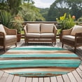 thumbnail image 4 of Round Rugs 7Ft, Turquoise Brown Round Area Rug Washable Indoor Throw Carpet, Watercolor Modern Abstract Striped Large Non Slip Circle Rug for Dining Room Playroom Home Decor Aesthetic, 4 of 8