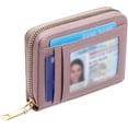 thumbnail image 1 of Wallet Women RFID Blocking Leather Small Compact Zip-Around Credit Card Holder with ID Window & Zipper Pocket,Pink, 1 of 2