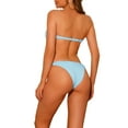 thumbnail image 3 of Women's Strapless Drawstring Bandeau Bikini Sets 2 Piece Swimwear Solid Lace Up Swimsuit Bathing Suits Medium Light Blue, 3 of 5