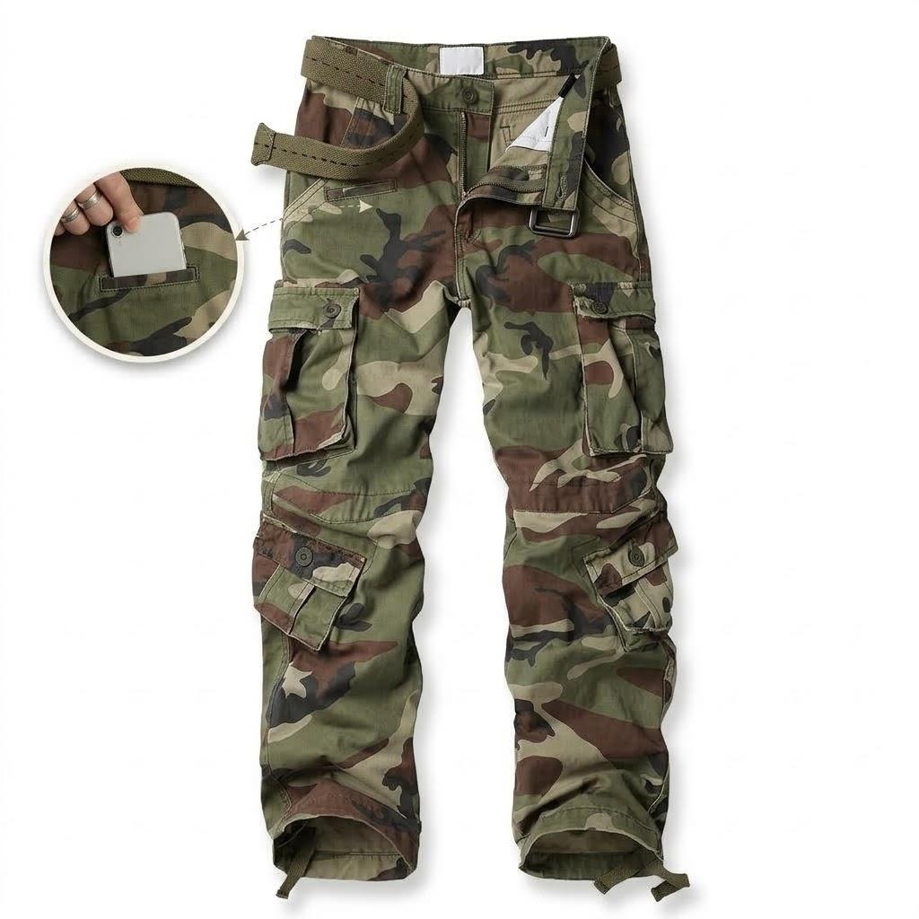 TRGPSG Men's Cargo Pants with 9 Pockets, Camouflage photo 1