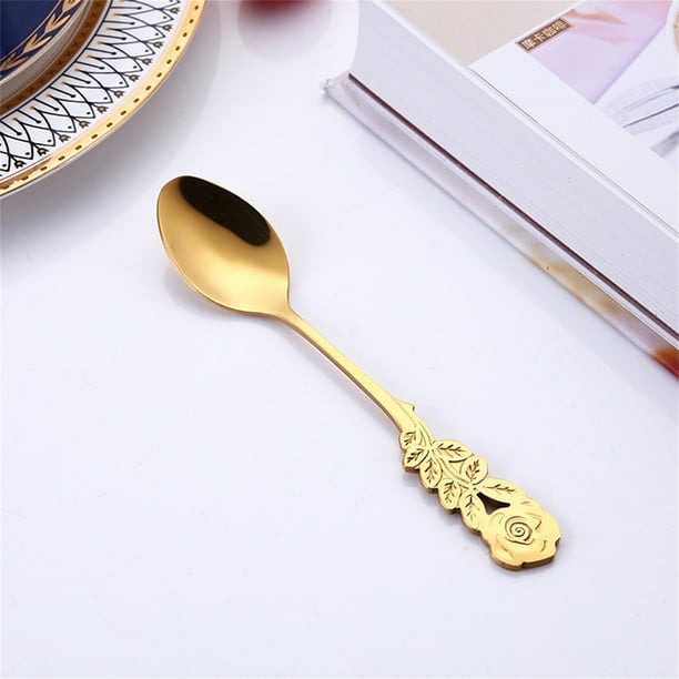 Cuchara creativa de acero inoxidable para rosas, cuchara agitadora de café, cuchara para postre, cuchara para pareja Wmkox8yii hjk5724