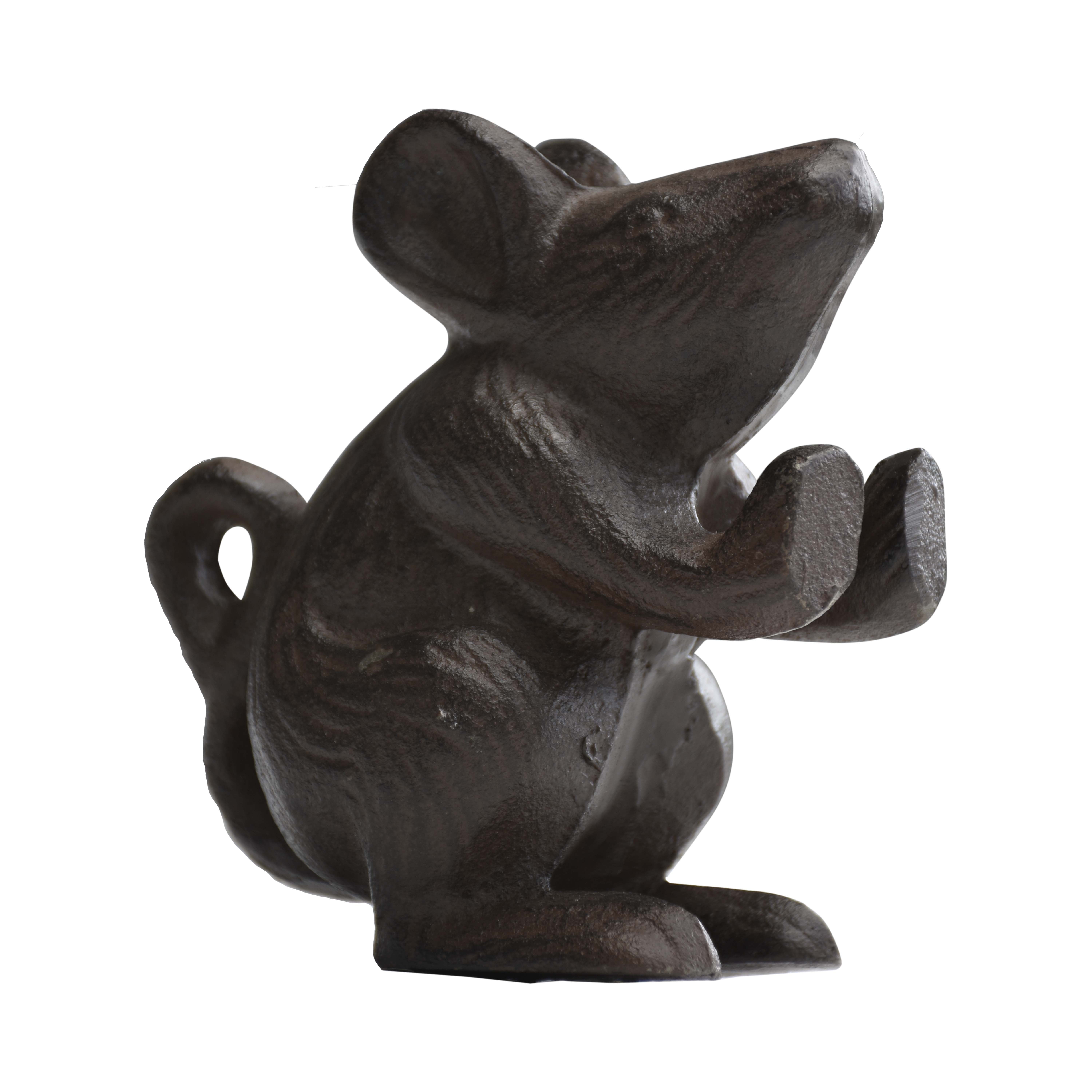 Cast Iron Rat Figurine Bookend Antique Rust Statue Ornament Mouse Paperweight 
