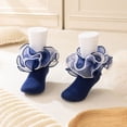 thumbnail image 4 of Abcomgle Toddler Girl Socks with Big Ruffle Lace Frilly Turn Cuff Dress Socks | Uniform Back To School Wedding Wear Size 18M - 9 Years Navy, 4 of 6