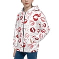 thumbnail image 2 of Naloa Red Lips Teenage Zipper Hoodie, Long Sleeve Zip Up Hoodies Casual Jackets Tops for 7-12 Years-Medium, 2 of 6