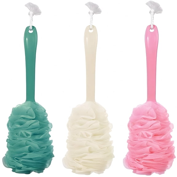 ACDANC 3 Pack Sponge Bath Brush,Long Handle Loofah Bath Exfoliating Brush for Men Women Shower Body Cleaning