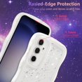 thumbnail image 2 of for Samsung Galaxy A14 4G/5G Case 6.6",Cute Curly Wave Case with Star Glitter,Clear Shiny Bling Soft TPU Shockproof Phone Protecive Case for Women Girls-White, 2 of 18