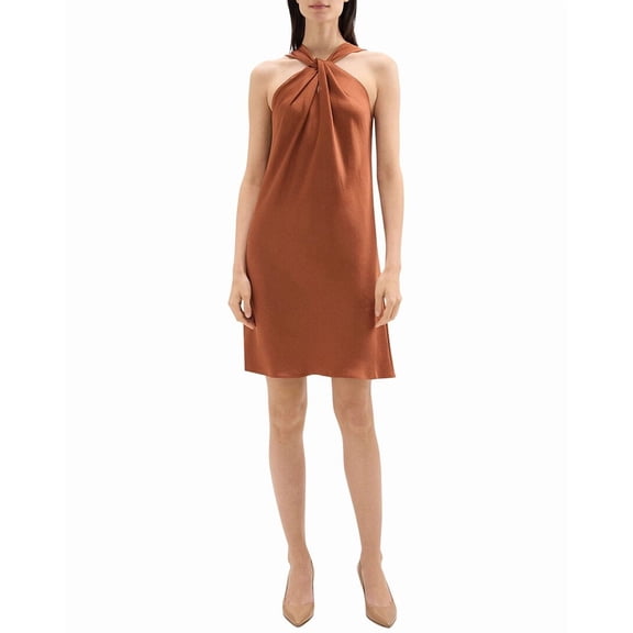 Theory womens  Twist Dress Midi, s, Brown