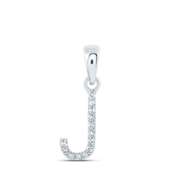 10k White Gold 1/20 CTW Natural Diamond Initial "J" Pendant 0.41 Grams