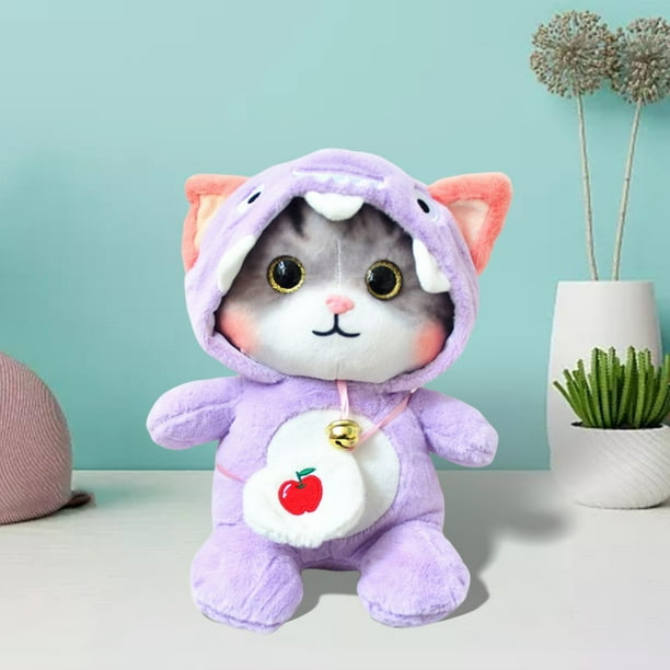 Animal de peluche de gato de 30 cm, cojín de almohadas rellenas, juguetes  de peluche suaves, juguete de peluche de gato suave y tierno púrpura Hugo 