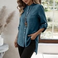 thumbnail image 5 of YanHoo Womens Button Down Shirts Trendy Roll Up Long Sleeve Shirt Loose Dressy Casual Tops Going Out Work Blouses, 5 of 8
