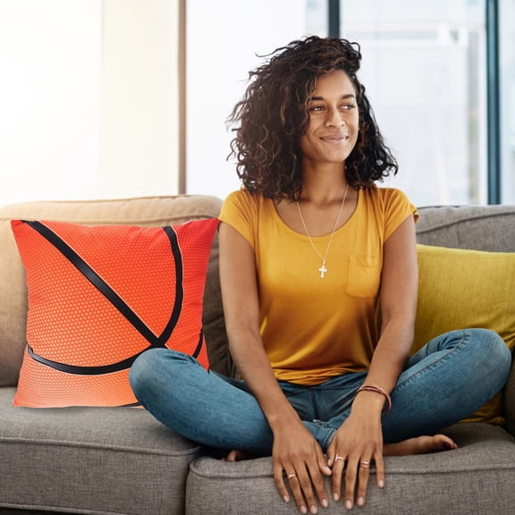 OULII Sofa Throw Pillow Cover Orange Polyester Sports Pillow Covers Decorative 1Pack Coffee Shop
