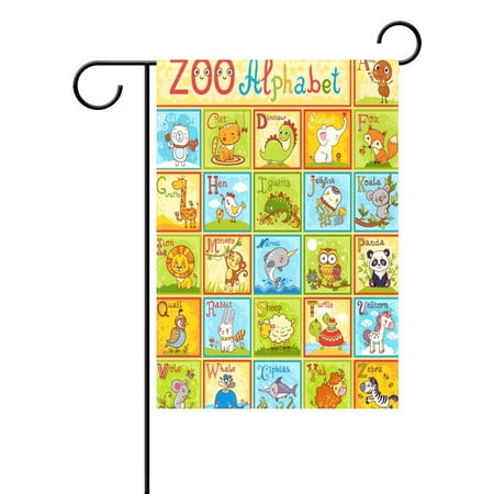 - POPCreation Kids English Animal Alphabet Garden Flag Colorful Zoo Outdoor Flag Home Party 28x40 inches