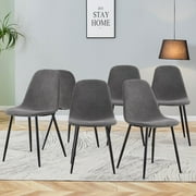 Pax Dining Fabric Chairs with Black Metal Leg (Set of 6) - Dark Gray