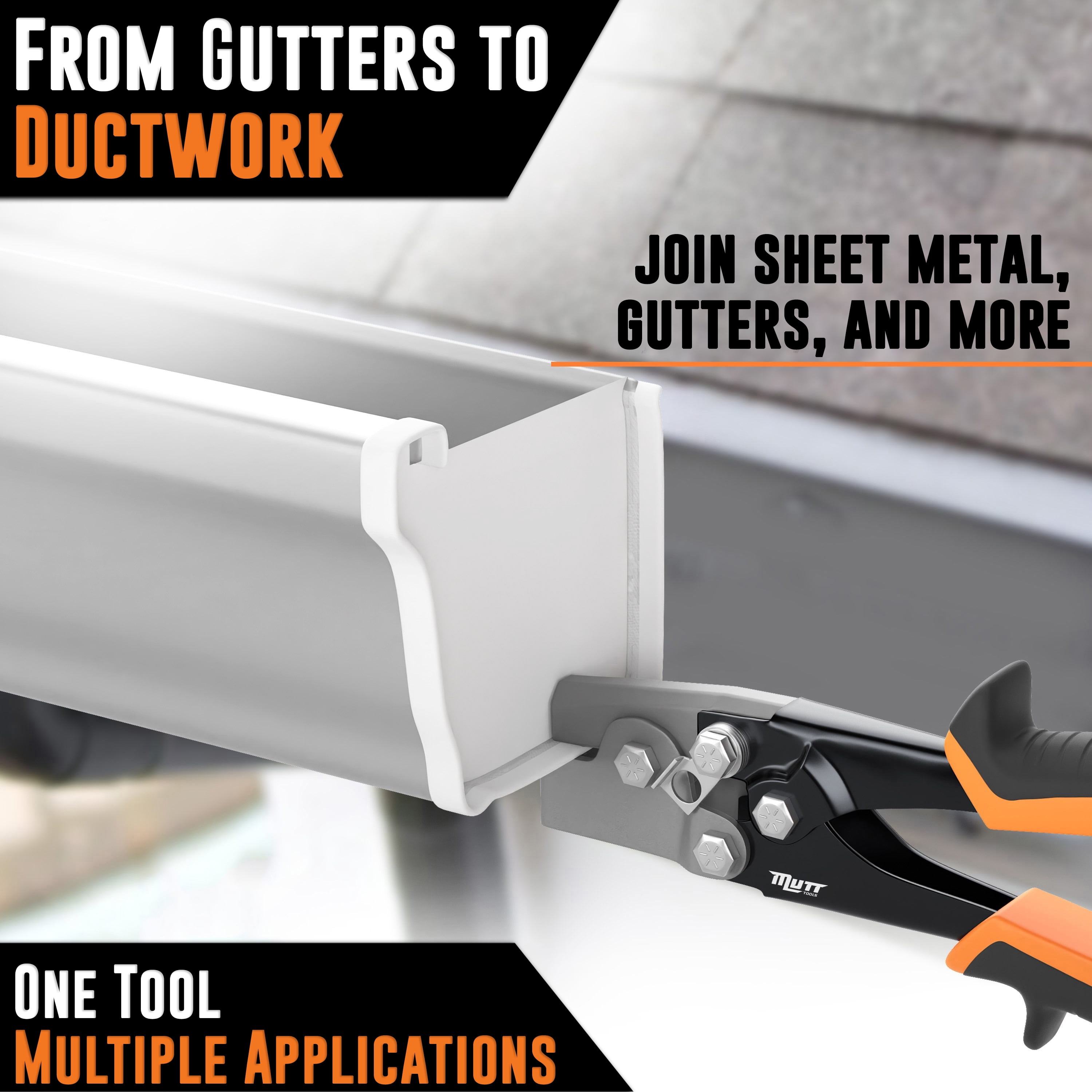 Mutt Tools Professional Snap Lock Punch - Heavy Duty Sheet Metal Notcher with Safety Lock - End Cap Crimper for Gutters - Essential Gutter Crimping Tool for Pros