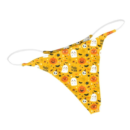

Qcmgmg Thong for Women Low Rise Sexy Print Panties T-Back Seamless Underwear Plus Size S