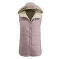 thumbnail image 4 of Puffer Vest Women Zip Up Hoodie Quilted Long Vest Sleeveless Fleece Jacket Winter Coat Womens Winter Coat Light Pink XL, 4 of 5