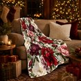 thumbnail image 3 of Vibrant Peony Pumpkin Autumn Botanical Floral, Festive autumn celebration Scene, Warm Flannel Blanket for Living Room and Family Room, Art Lovers autumn celebration Gift, Festive Home Decor, 3 of 9
