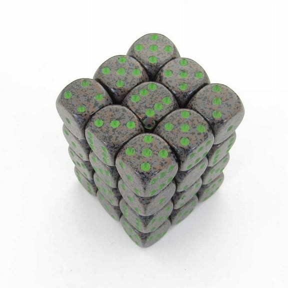 Earth Speckled D6 Dice with Green Pips 12mm (1/2in) Pack of 36 Dice Chessex
