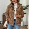thumbnail image 2 of Womens Faux Fur Coat with Pockets Drawstring Hooded Winter Sherpa Jacket Full-zip Casual Warm Sweater Cardigans (M, Khaki), 2 of 7