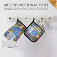 thumbnail image 4 of Yayeee Oven Mitts and Pot Holder Set of 2 Heat Resistant Kitchen Gloves Baking Hot Pad, Pink Floral Window, 4 of 5