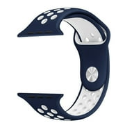Silicone Apple Watch 2 Series 1 Strap Breathable Sports Wristbands 38mm - Blue + White (WB01-6)