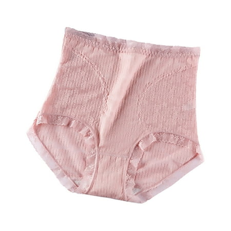 

HAXMNOU High Waist Ladies Shapewear Ladies Belly Lifting Panties Solid Lace Trim E XXL
